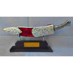 SILVER WORK – RED VELVET COVER – GURKHA KUKRI