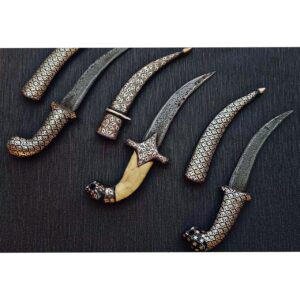 DAGGER Damascus Steel Blade (Camel Bone Chip Handel)(SILVER ART)