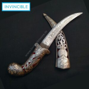 Damascus silver art dagger