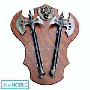 Wooden wall hanging with 2 stell Axe