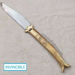 Rampuri brass handle pocket button knife