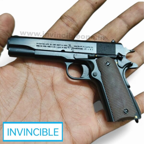 Half size Colt 1911 black fully functional replica shells ejecting toy gun | full black metal replica - Image 9