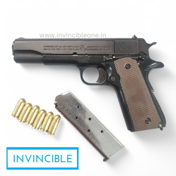 Half size Colt 1911 black fully functional replica shells ejecting toy gun | full black metal replica - Image 10
