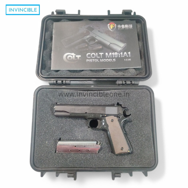 Half size Colt 1911 black fully functional replica shells ejecting toy gun | full black metal replica - Image 5