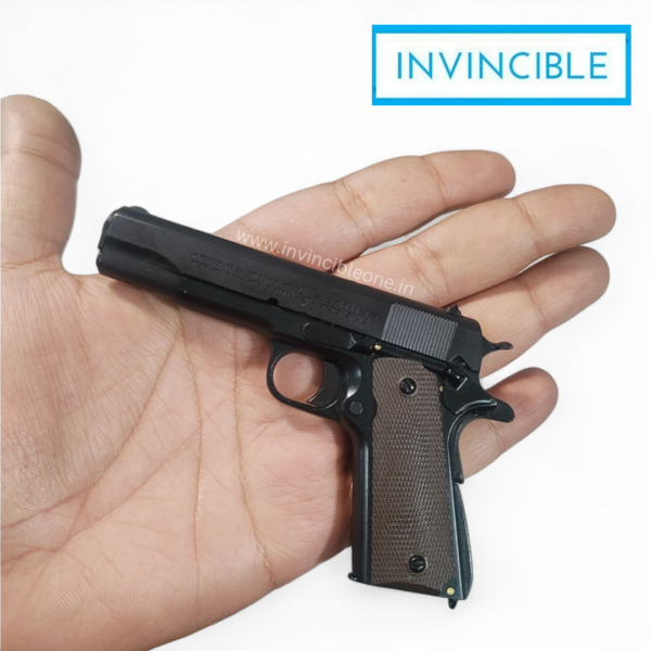 Half size Colt 1911 black fully functional replica shells ejecting toy gun | full black metal replica - Image 6