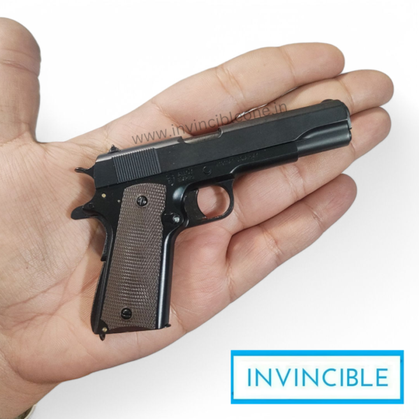 Half size Colt 1911 black fully functional replica shells ejecting toy gun | full black metal replica - Image 3