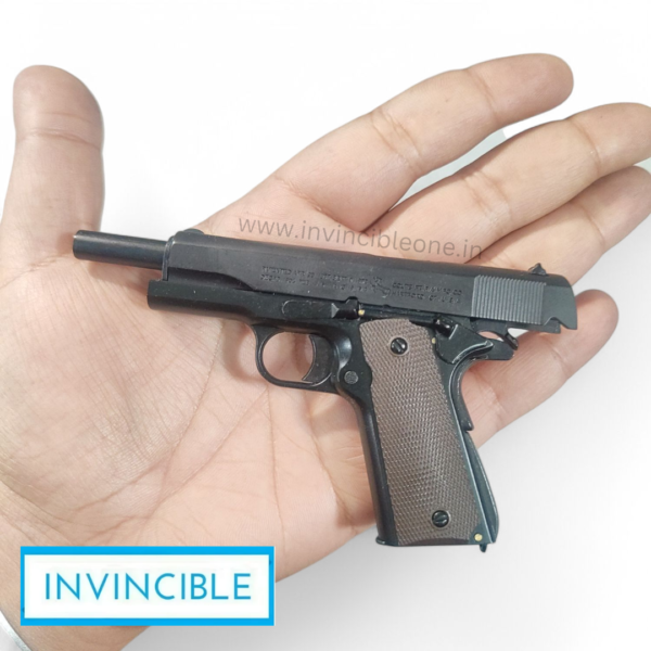 Half size Colt 1911 black fully functional replica shells ejecting toy gun | full black metal replica - Image 8