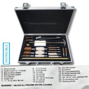 Universal Gun Cleaning Kit – Multi-Caliber Pistol, Rifle & Shotgun Cleaning Set with Brass Brushes, Cleaning Mops, Rods & Aluminium Carrying Case