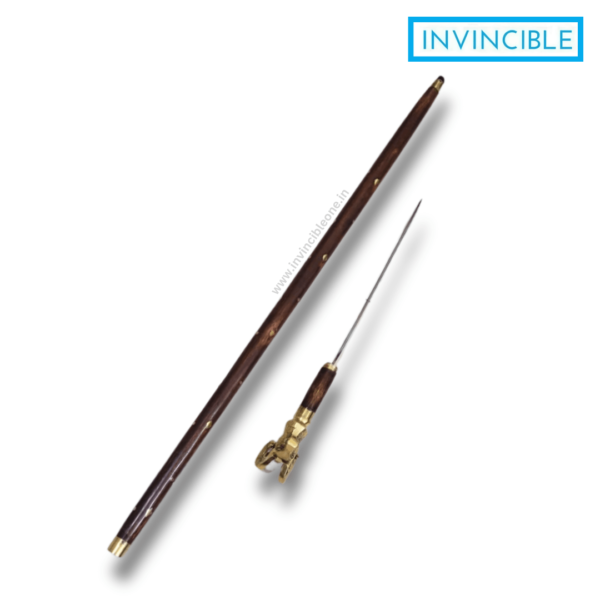 Deer brass handle Gupti stick, cane sword 3 ft wooden stick - Image 2