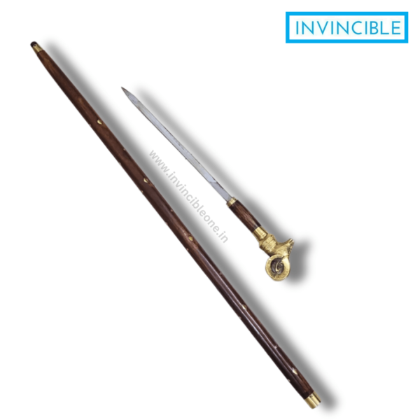Deer brass handle Gupti stick, cane sword 3 ft wooden stick