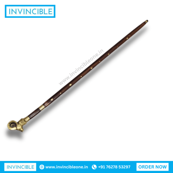 Deer brass handle Gupti stick, cane sword 3 ft wooden stick - Image 3