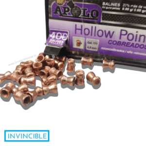 Apolo Hollow Point Cobreados Pellets | 9 Grain | .177 Cal (4.5mm) | 400 Pcs Copper Coated Airgun Ammunition