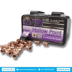 Apolo Hollow Point Cobreados Pellets | 9 Grain | .177 Cal (4.5mm) | 400 Pcs Copper Coated Airgun Ammunition