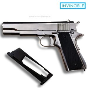 Krown Land KL 1911 Silver CO2 Blowback Air Pistol | .177 Cal Realistic Full Metal Airgun