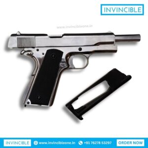Krown Land KL 1911 Silver CO2 Blowback Air Pistol | .177 Cal Realistic Full Metal Airgun