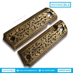 Designer Metal Floral Nakshi Grip Panels for 1911 Full Size | Premium Metal Grip Set