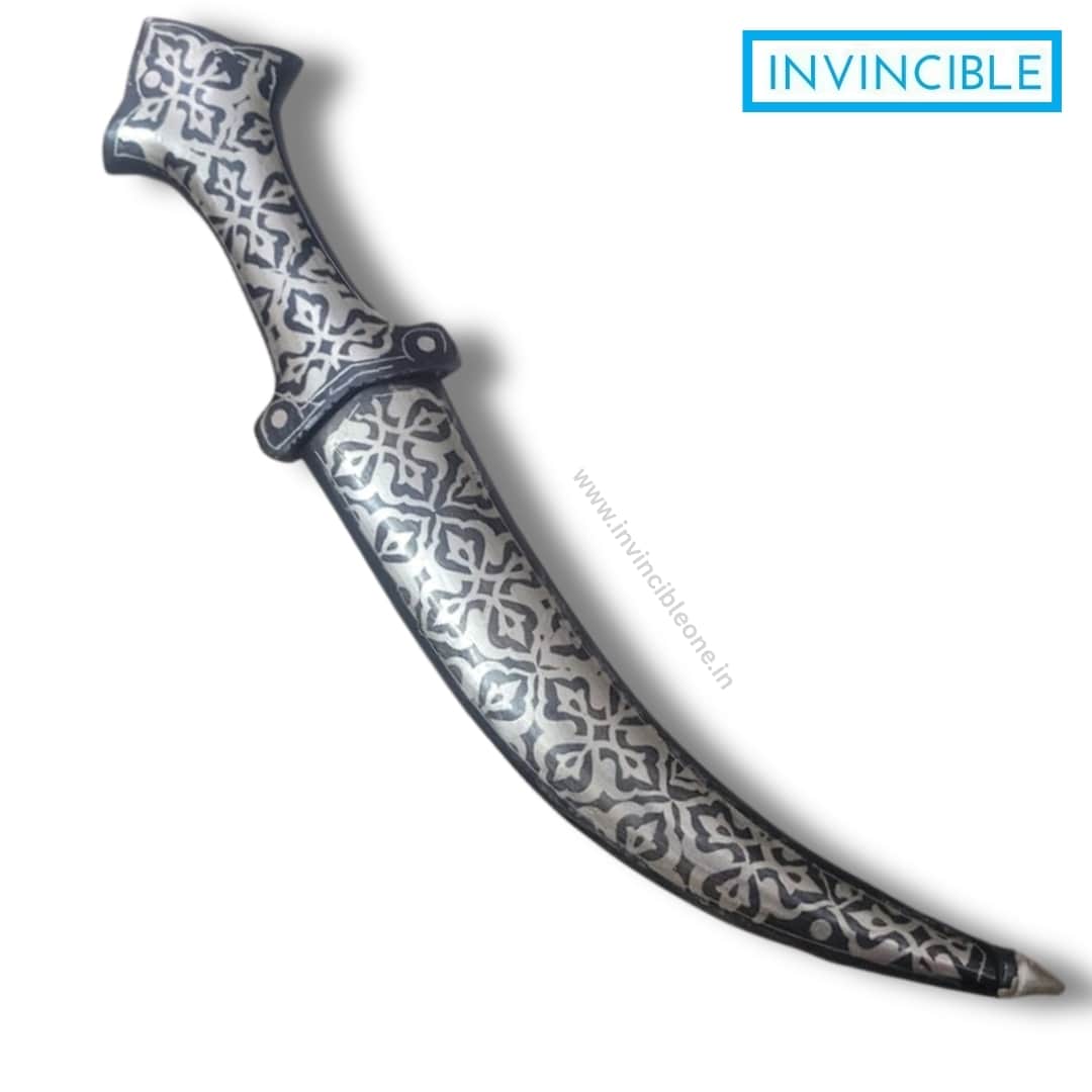 Royale Silver Koftgari Taksali Dagger with Hand-Forged Damascus Steel Blade - Image 3