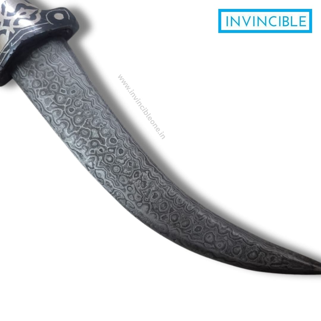 Royale Silver Koftgari Taksali Dagger with Hand-Forged Damascus Steel Blade - Image 2