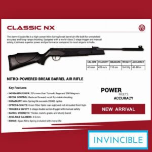 Aarmr sports Classic NX Nitro-Powered Break Barrel Air Rifle – 4.5mm, 420 m/ s Velocity, High Accuracy