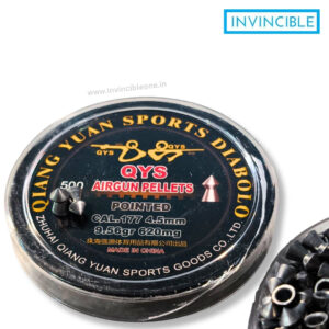 QYS Precision Pointed Pellets .177 (4.5mm) 9.56 Grain – 500 Count Tin
