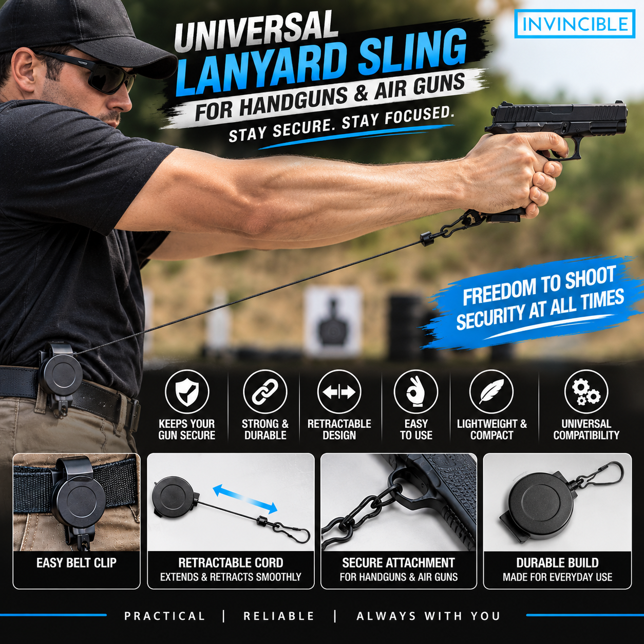 Universal Lanyard Sling for Handguns & Air Guns – Easy to Use & Secure