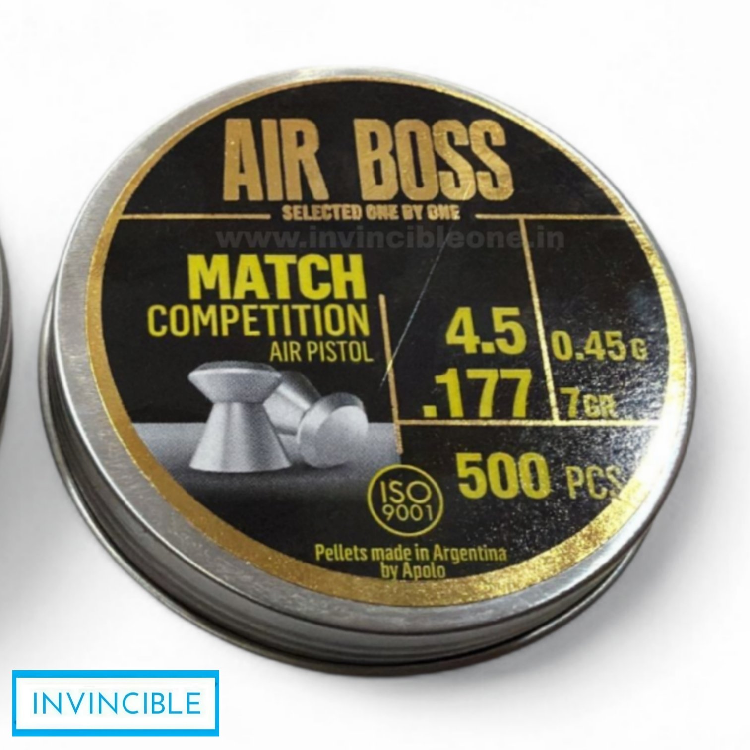Apolo Airboss Match Competition Pellets .177 Cal (7 Grains) - 500 Count High Precision Airgun Pellets
