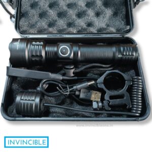 Zoomable Tactical Flashlight Torch – Rechargeable | High Power | Rail Mount