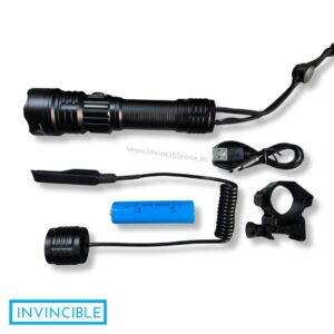Zoomable Tactical Flashlight Torch – Rechargeable | High Power | Rail Mount