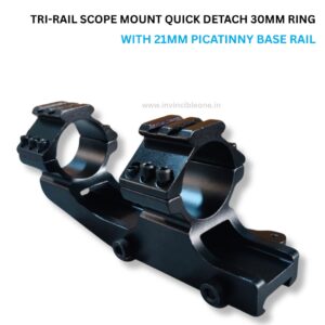 Tri-Rail Scope Mount Quick Detach 30mm Ring with 21mm Picatinny Base Rail