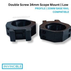 Double Screw 34mm Scope Mount – Low Profile | 20mm Picatinny Rail