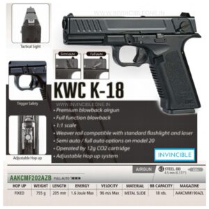 KWC K-18 CO2 Air Pistol 4.5mm BB – Full/Semi Auto Blowback
