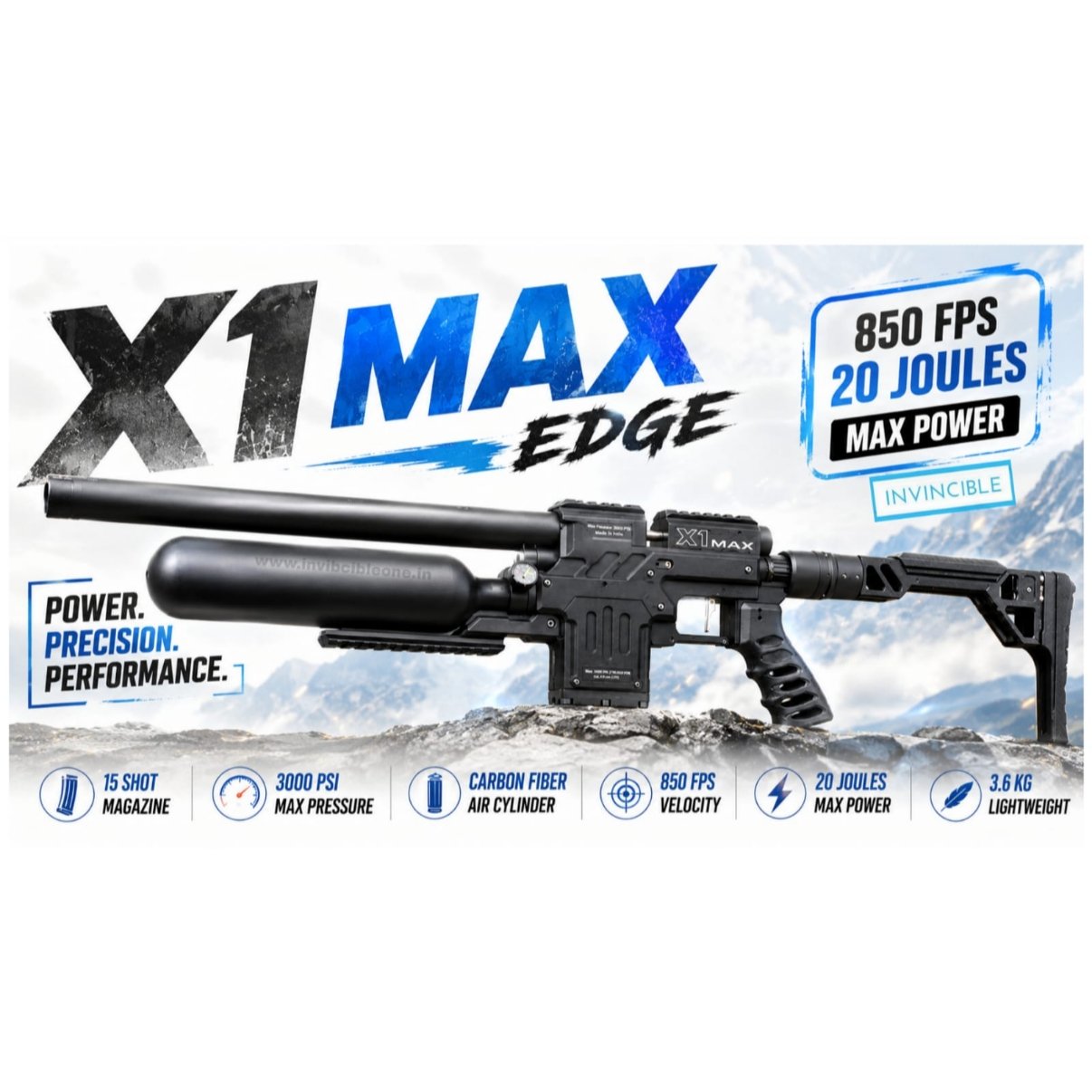 ARBN X1 Max Edge PCP Air Rifle .177 Caliber with Aluminum Air Bottle & Fixed Regulator – High Precision Airgun - Image 2