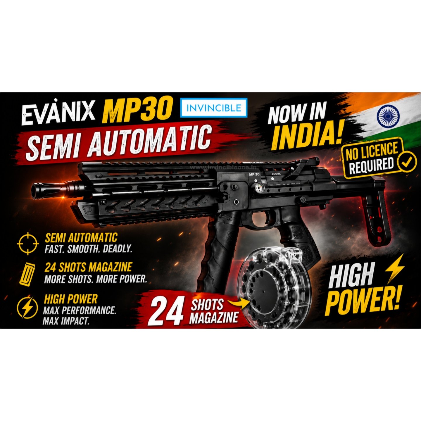 Evanix MP30 Semi-Automatic PCP Air Rifle | 24 shots | .177 – High Power Tactical Airgun - Image 3