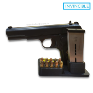 Pistol Display Stand with Magazine Holder & Ammo Storage Tray