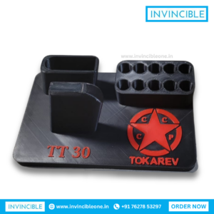 Pistol Display Stand with Magazine Holder & Ammo Storage Tray