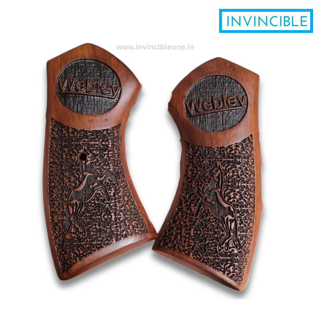 Premium Wooden Grip Panels for Webley CO2 Air Revolver – Classic Walnut Finish