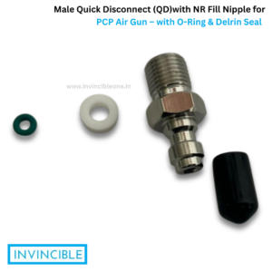 Male Quick Disconnect (QD)with NR Fill Nipple for PCP Air Gun – with O-Ring & Delrin Seal