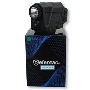 Defentac 800 Lumens Flashlight with Green Laser | Magnetic USB Charging | 21mm Rail for Pistol, Rifle & Archery
