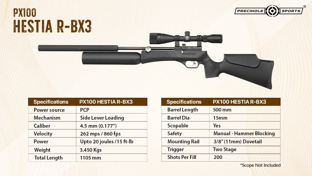 Precihole Sports PX100 Hestia R-BX3 Regulated PCP Air Rifle .177 Cal - Image 4
