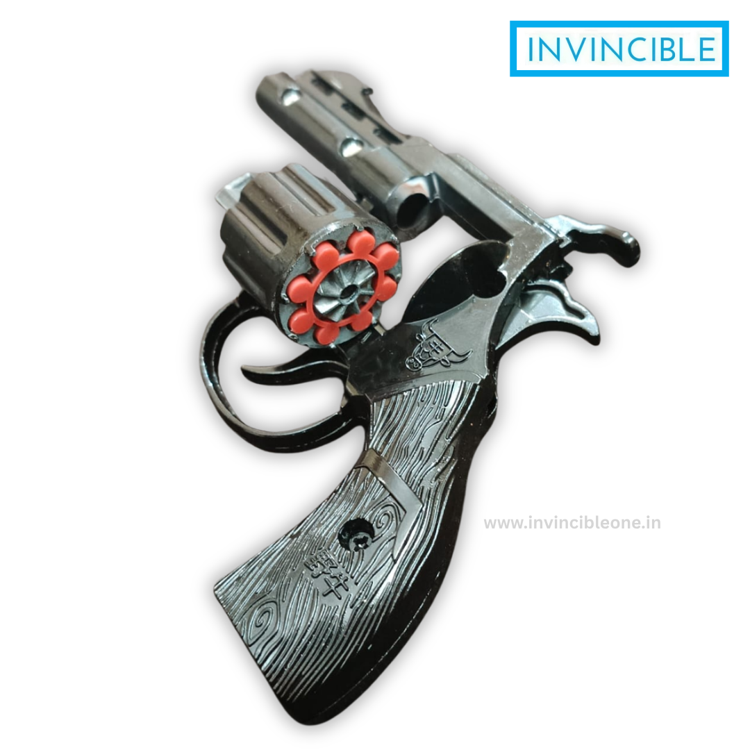 Bull Black 8-Shot Ring Cap Toy Gun - Full Metal Die-Cast Black Revolver - Image 2