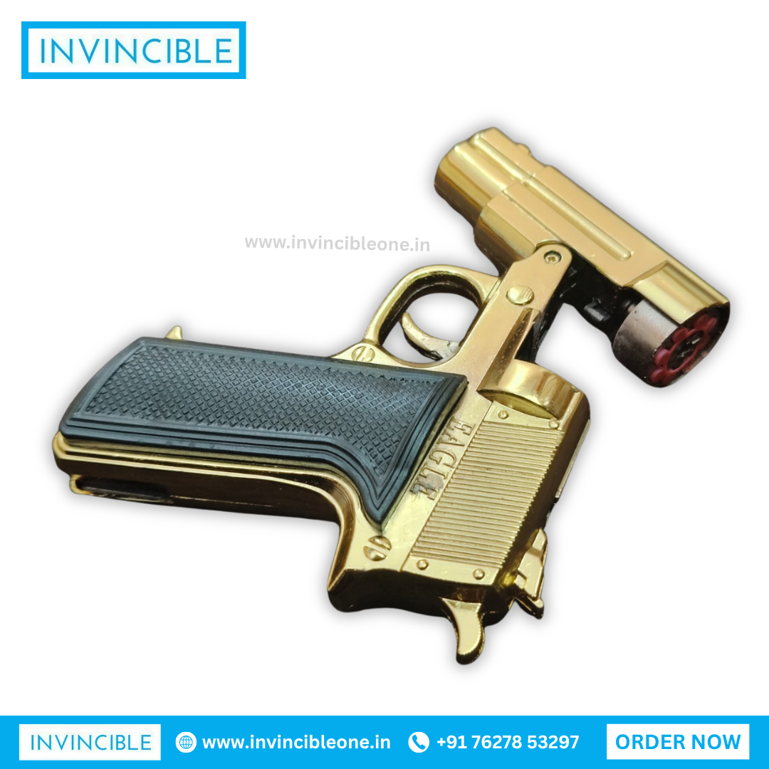 Zippy gold Eagle 8-Shot Ring Cap Gun - Full Metal Die-Cast golden Pistol with tin box | Diwali Toy Gun - Image 6