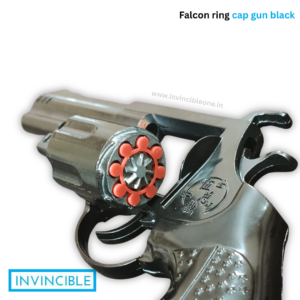 Falcon Black 8-Shot Ring Cap Toy Gun – Full Metal Die-Cast Big Size Revolver with Black Grip