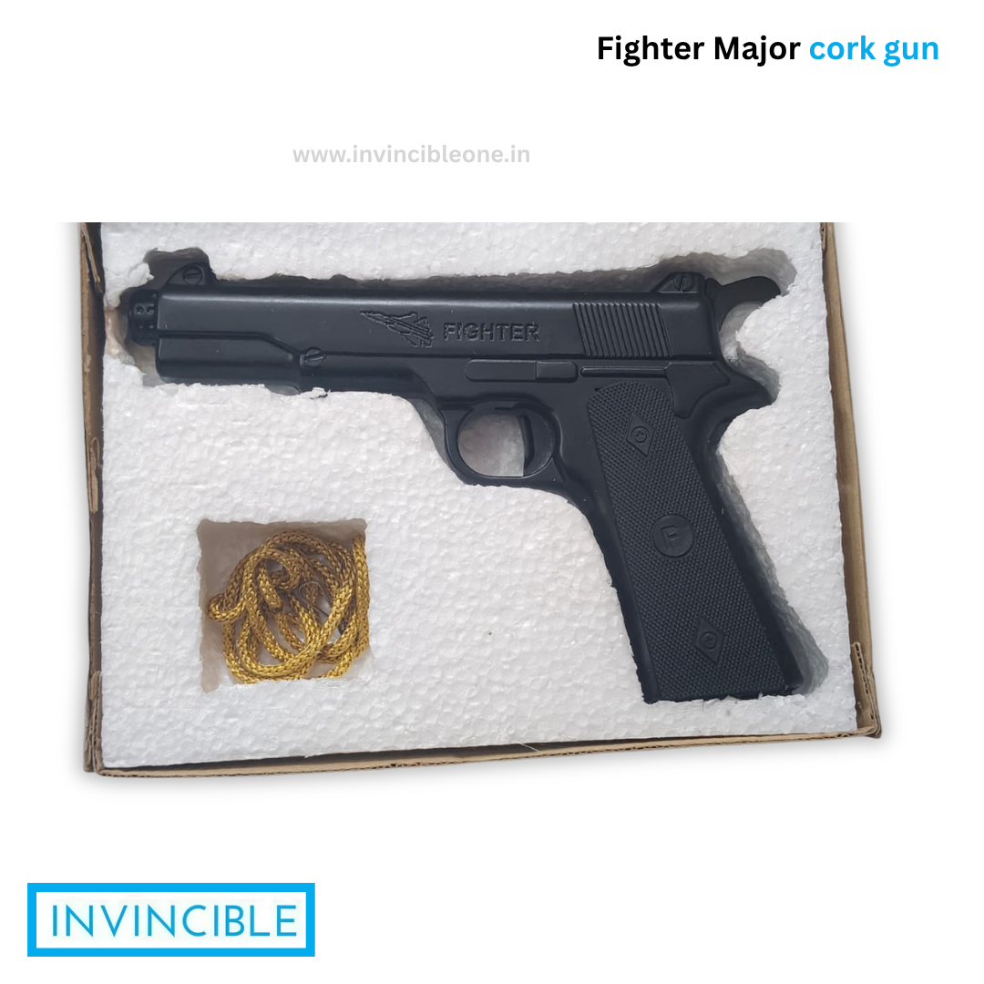 Fighter Sound Cork Gun - Full Metal Black Toy Gun | Realistic Cork Sound Toy Pistol - Image 6