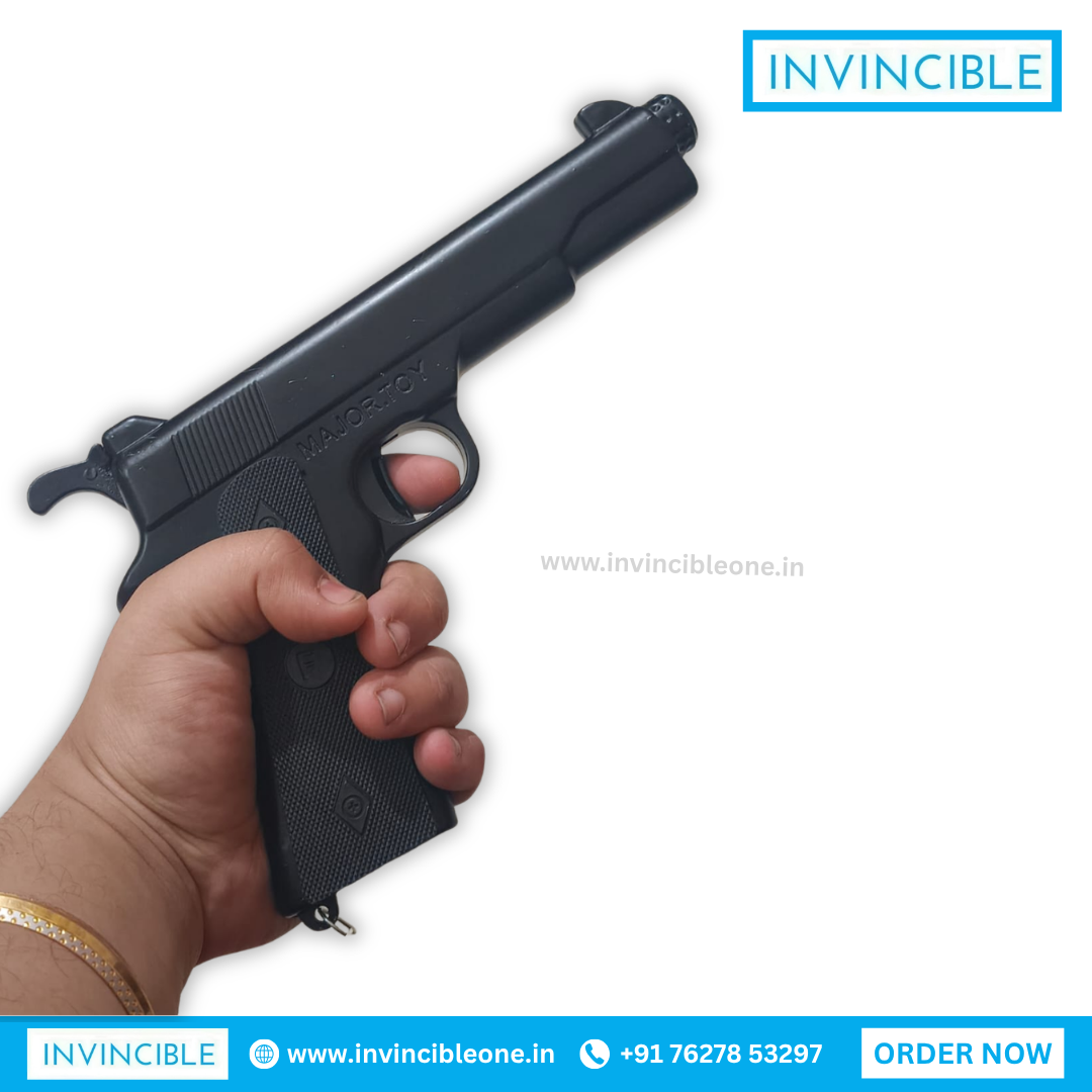 Fighter Sound Cork Gun - Full Metal Black Toy Gun | Realistic Cork Sound Toy Pistol - Image 3