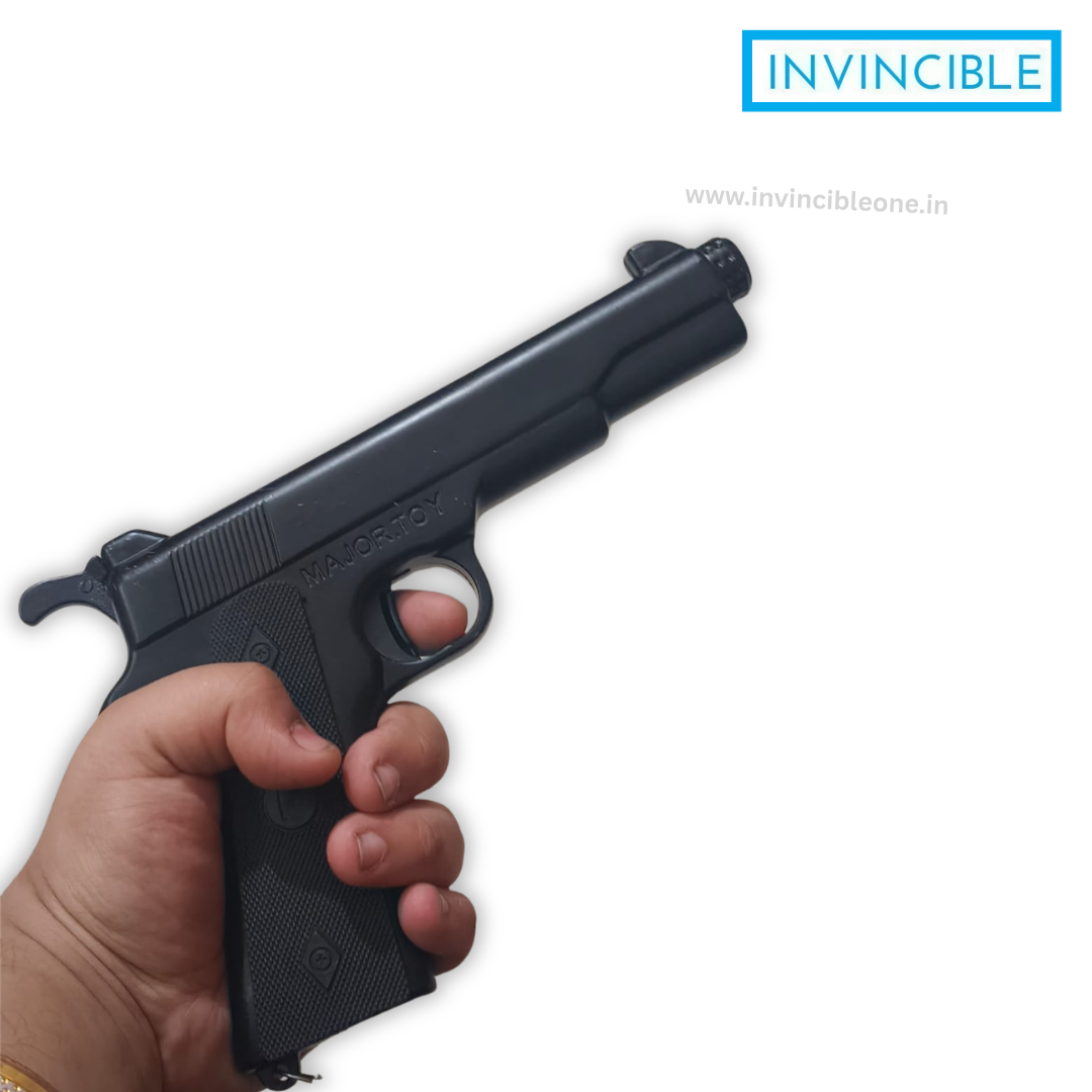 Fighter Sound Cork Gun - Full Metal Black Toy Gun | Realistic Cork Sound Toy Pistol - Image 5