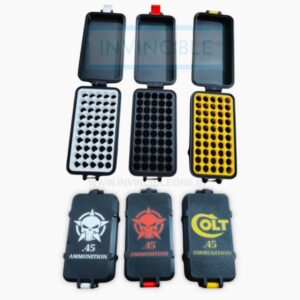Ammunition Storage Box .45 Cal 50 Round | Easy Carry Ammo Case | Portable Sealed Ammo Organizer Box