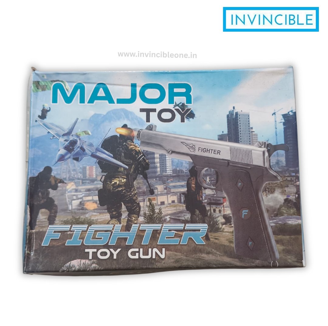 Fighter Sound Cork Gun - Full Metal Black Toy Gun | Realistic Cork Sound Toy Pistol - Image 7