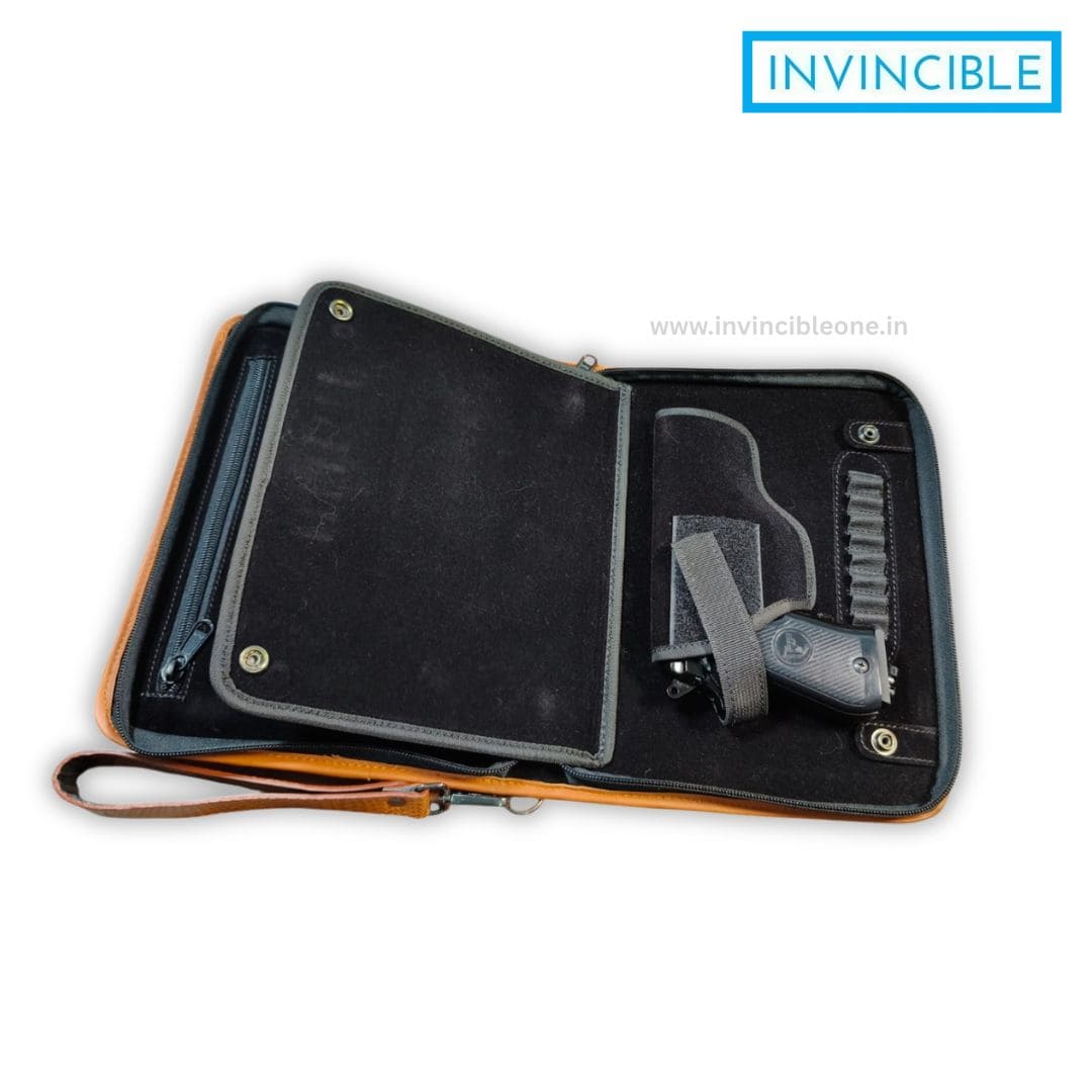 Premium Leather Gun carry/Holder File with Gun Licence & Accessory Storage - Image 2