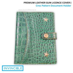 Premium Leather Gun Licence Cover | Croc Pattern Document Holder