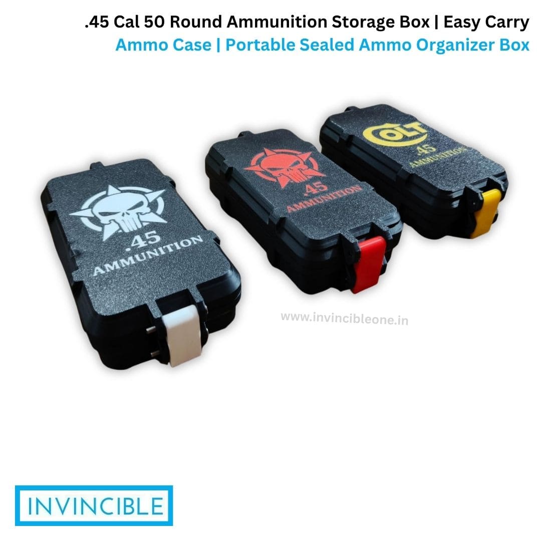 Ammunition Storage Box .45 Cal 50 Round | Easy Carry Ammo Case | Portable Sealed Ammo Organizer Box - Image 7